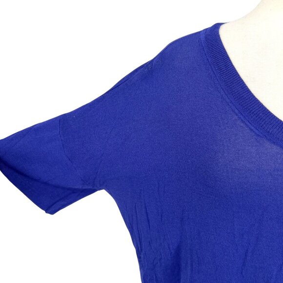 Wilfred Blue Knit Short Sleeve Side Slit Top Size Large - Picture 3 of 10